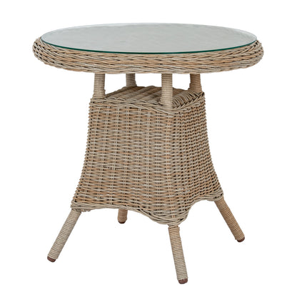 Luxury Amalfi Beige Metal Outdoor Bistro Table With Wood Top