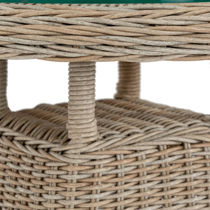 Luxury Amalfi Beige Metal Outdoor Bistro Table With Wood Top