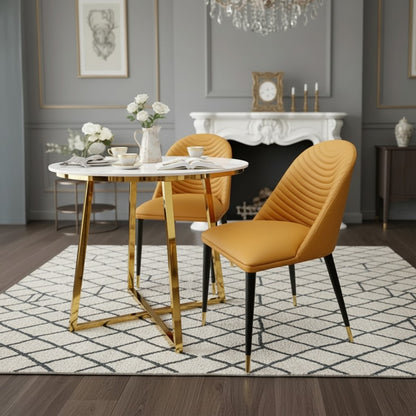 Luxury Arne Tan Leather Dining Chair With Faux Leather And Scandinavian Black Legs