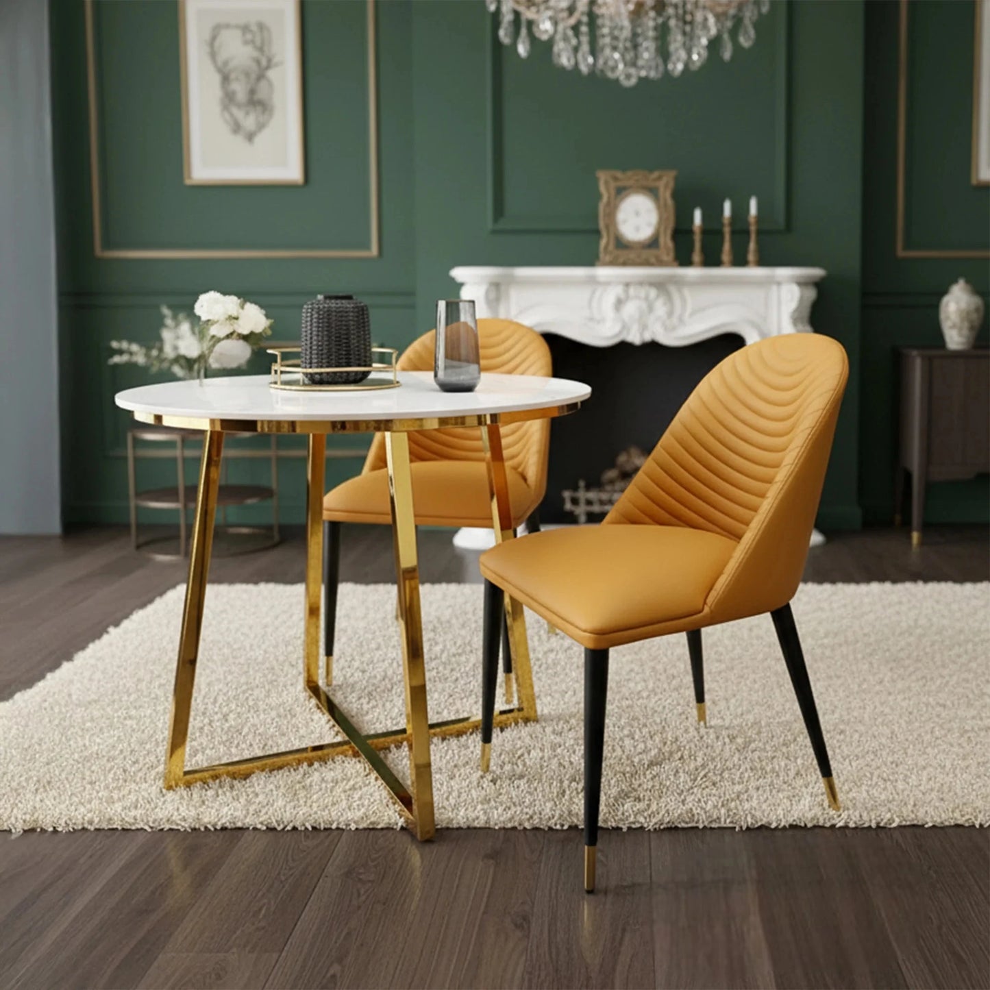 Luxury Arne Tan Leather Dining Chair With Faux Leather And Scandinavian Black Legs