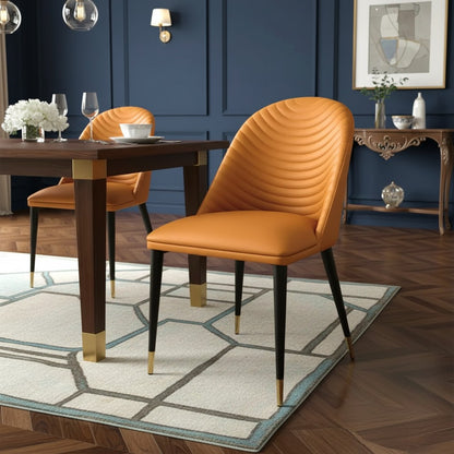 Luxury Arne Tan Leather Dining Chair With Faux Leather And Scandinavian Black Legs