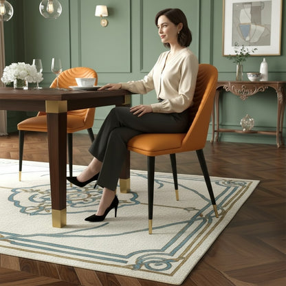 Luxury Arne Tan Leather Dining Chair With Faux Leather And Scandinavian Black Legs