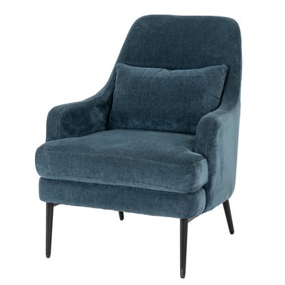 Luxury Avaris Wingback Armchair In Blue Fabric