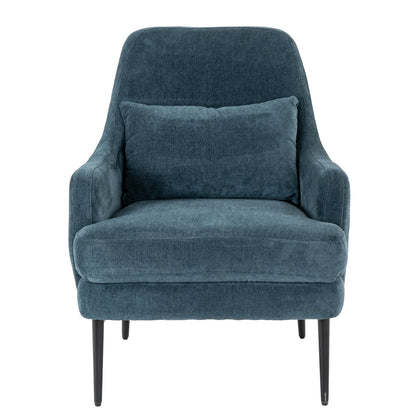 Luxury Avaris Wingback Armchair In Blue Fabric