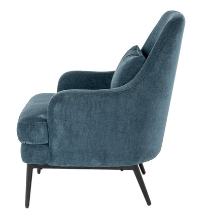 Luxury Avaris Wingback Armchair In Blue Fabric