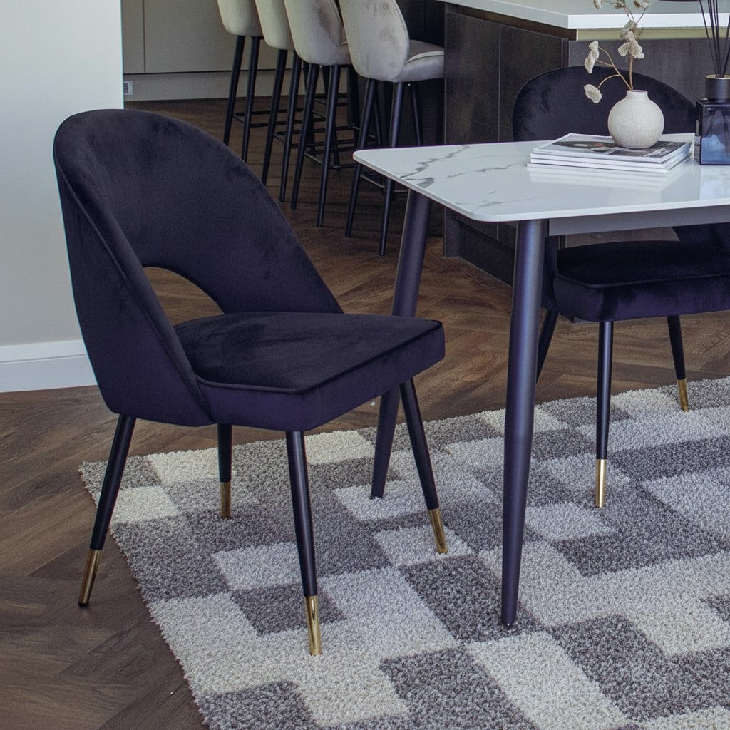 Luxury Bjorn Black Velvet Dining Chairs Scandinavian Modern With Gold Tip Legs