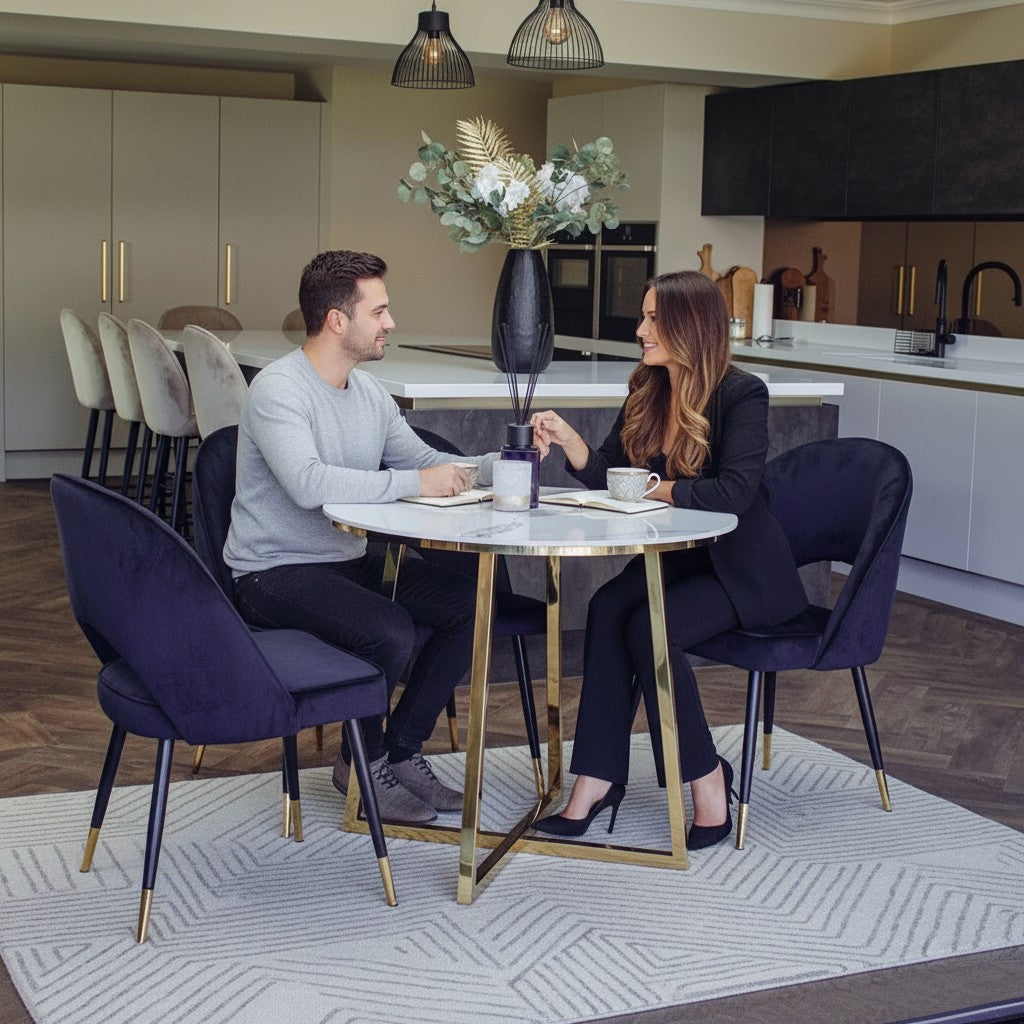 Luxury Bjorn Black Velvet Dining Chairs Scandinavian Modern With Gold Tip Legs