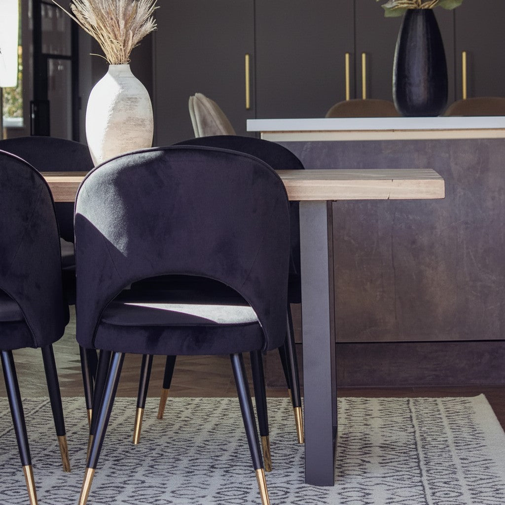 Luxury Bjorn Black Velvet Dining Chairs Scandinavian Modern With Gold Tip Legs