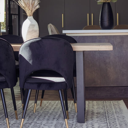Luxury Bjorn Black Velvet Dining Chairs Scandinavian Modern With Gold Tip Legs