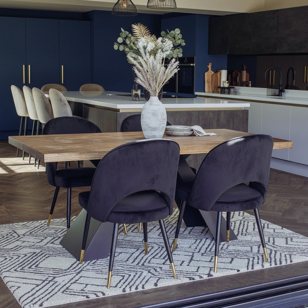 Luxury Bjorn Black Velvet Dining Chairs Scandinavian Modern With Gold Tip Legs