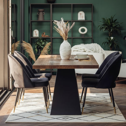 Luxury Bjorn Black Velvet Dining Chairs Scandinavian Modern With Gold Tip Legs