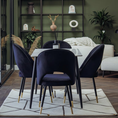 Luxury Bjorn Black Velvet Dining Chairs Scandinavian Modern With Gold Tip Legs