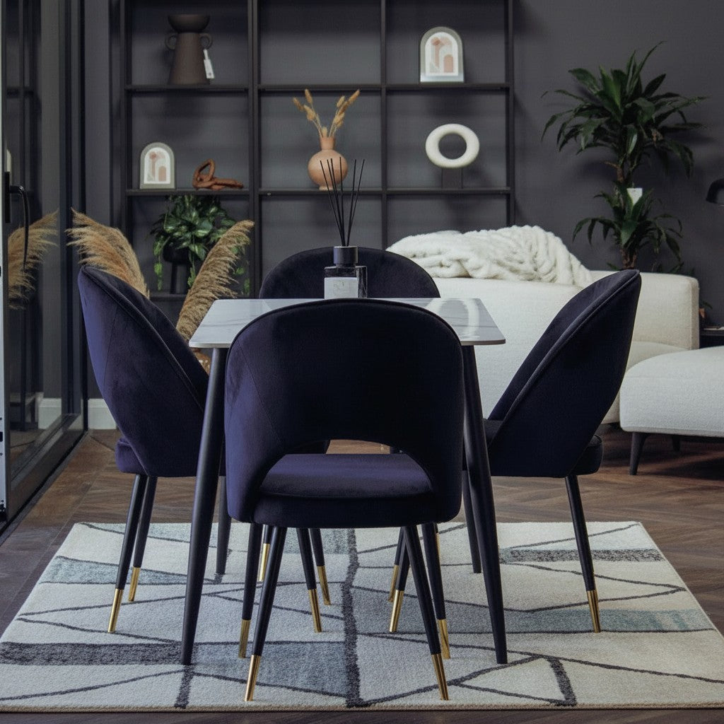Luxury Bjorn Black Velvet Dining Chairs Scandinavian Modern With Gold Tip Legs