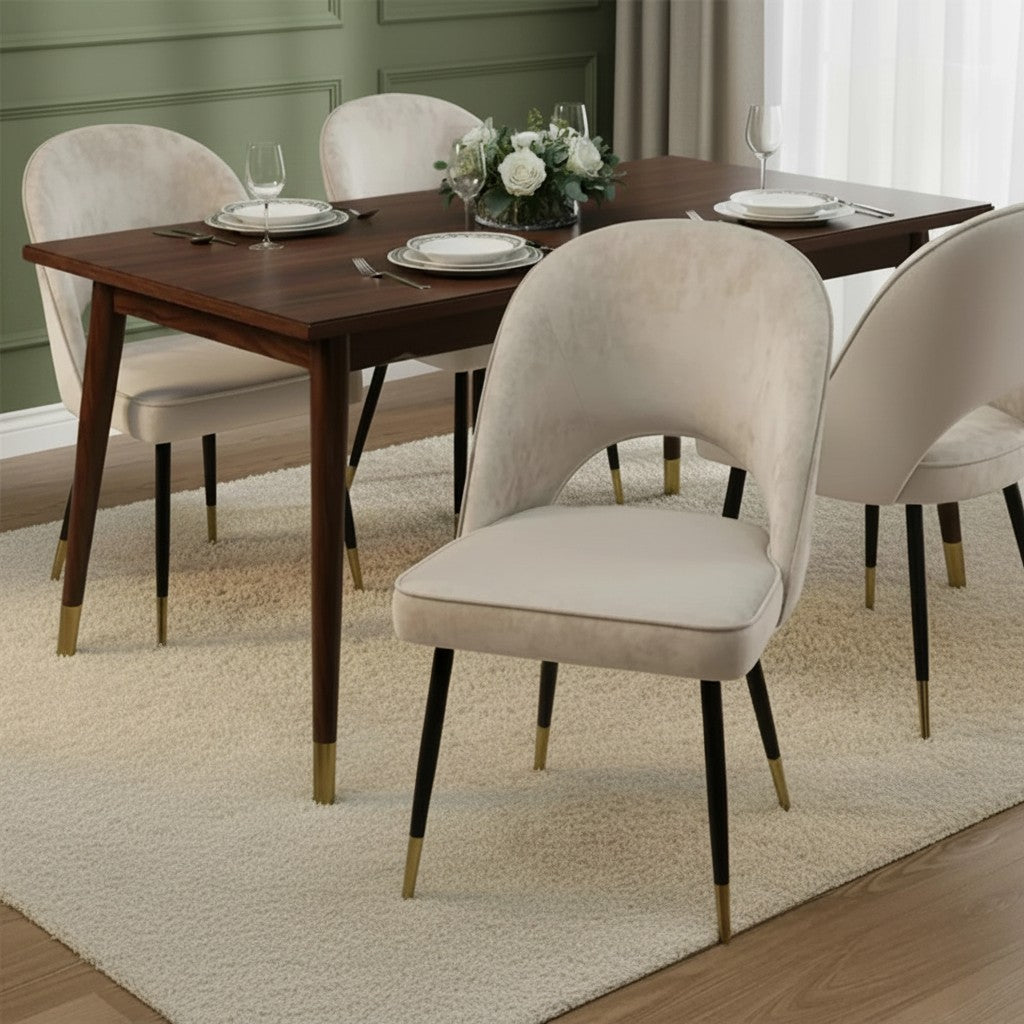 Luxury Bjorn Champagne Velvet Dining Chairs With Gold Tip Legs And Scandinavian Modern