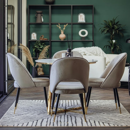 Luxury Bjorn Champagne Velvet Dining Chairs With Gold Tip Legs And Scandinavian Modern