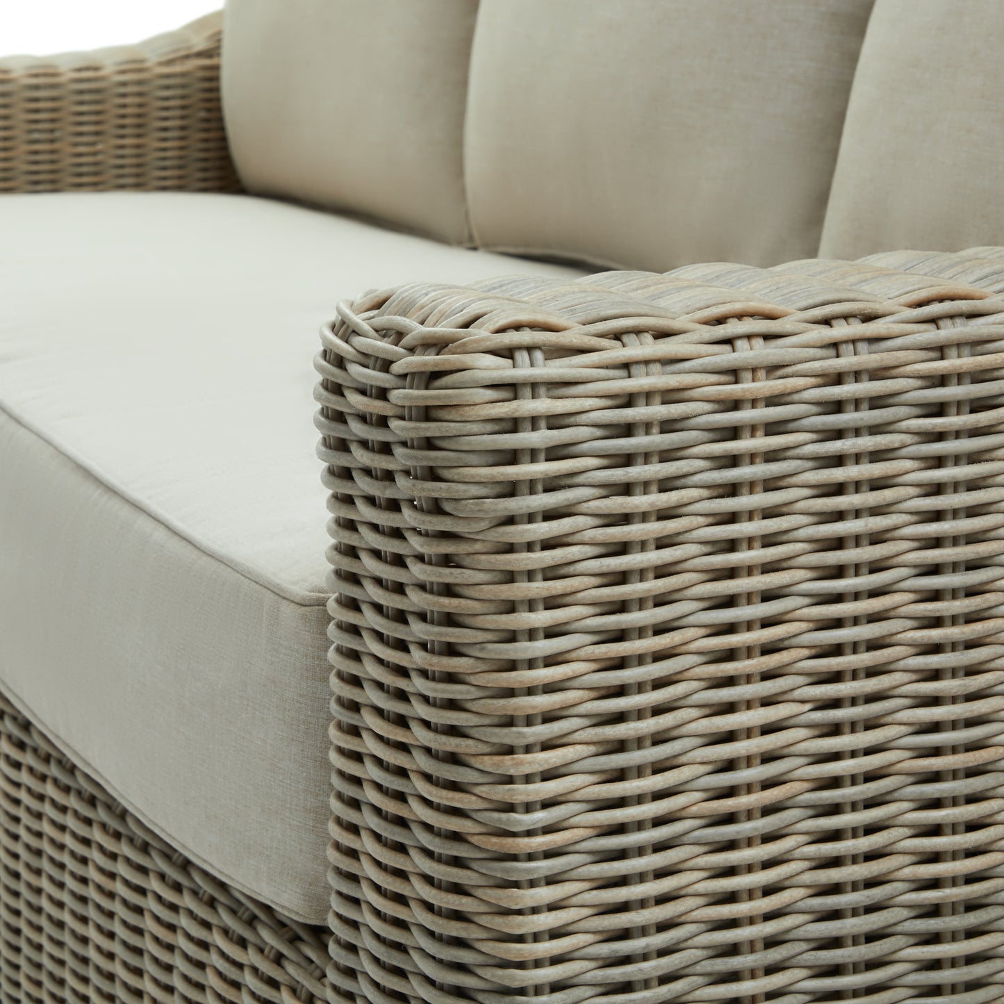 Luxury Capri Beige Metal Frame Outdoor Three Seater Sofa