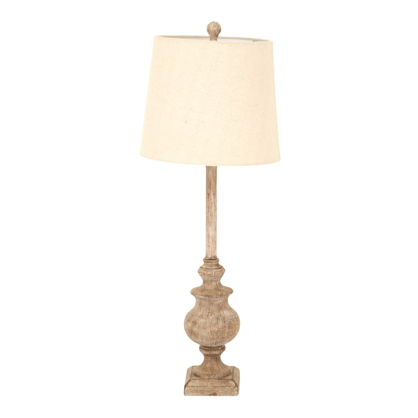 Luxury Chiaro Candlestick Table Lamp In Brown Resin With Linen Shade