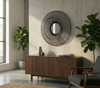 Luxury Chico 61cm Modern Black Wire Industrial Wall Mirror