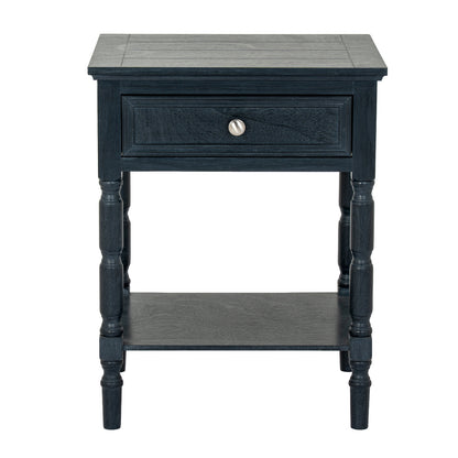 Luxury Contour 1 Drawer Black Wood Side Lamp Table