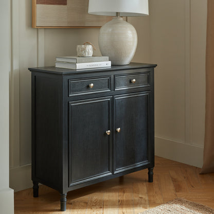 Luxury Contour 2 Drawer 2 Door Black Wood Sideboard
