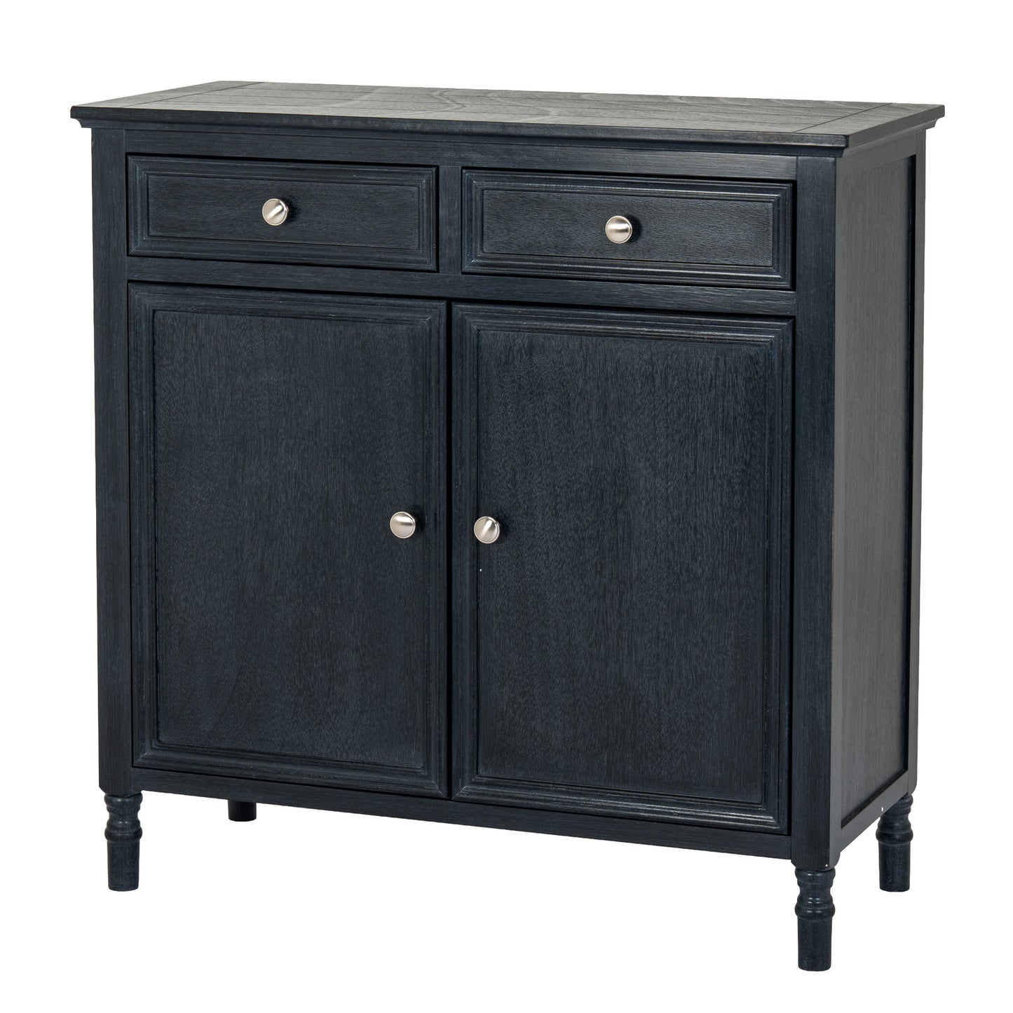 Luxury Contour 2 Drawer 2 Door Black Wood Sideboard