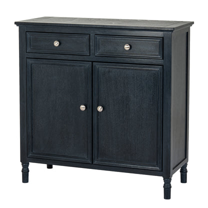Luxury Contour 2 Drawer 2 Door Black Wood Sideboard