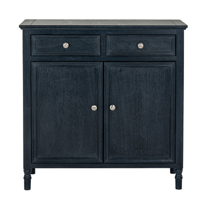 Luxury Contour 2 Drawer 2 Door Black Wood Sideboard