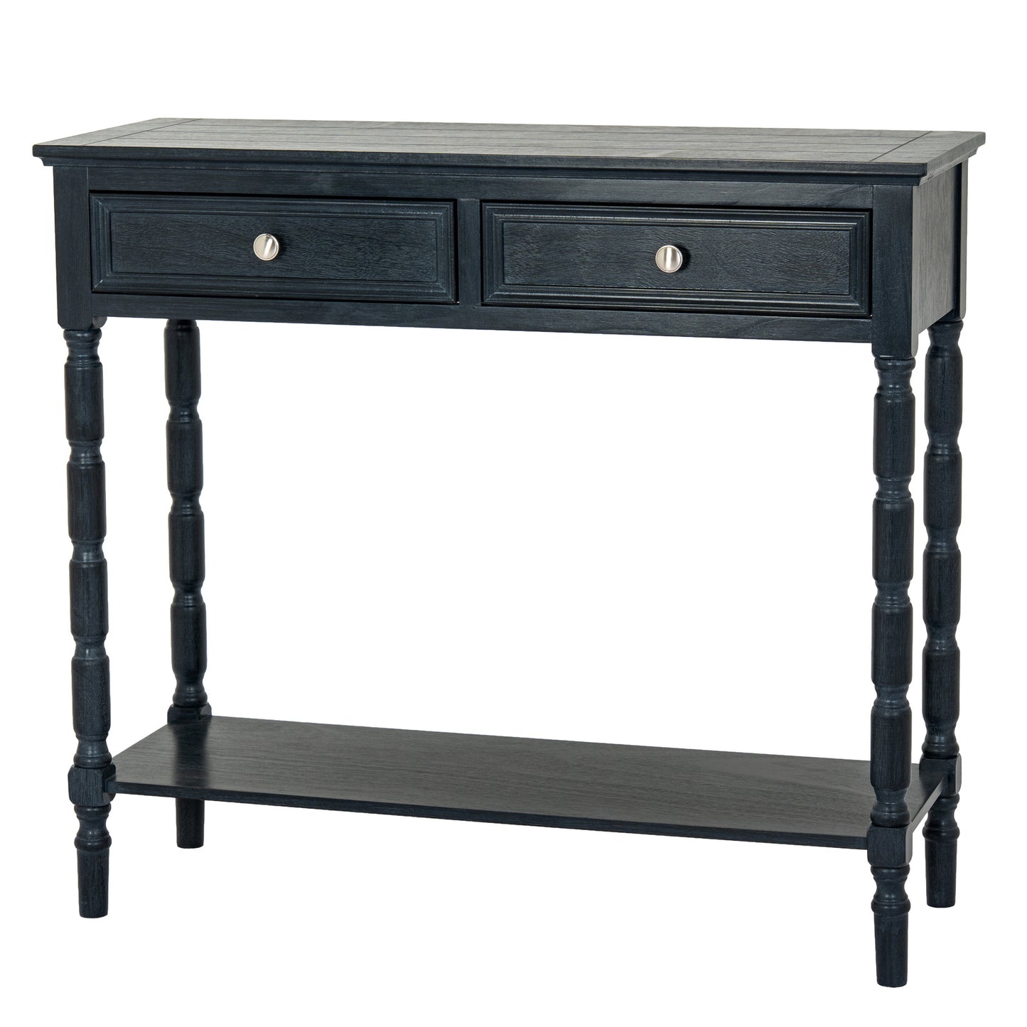 Luxury Contour 2 Drawer Black Wood Console Table