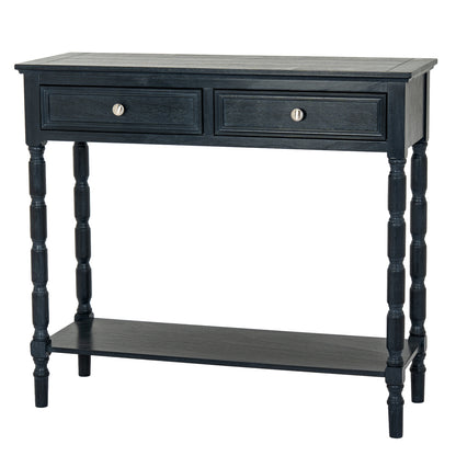 Luxury Contour 2 Drawer Black Wood Console Table