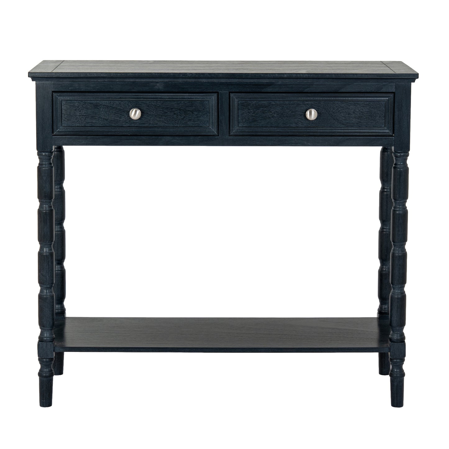 Luxury Contour 2 Drawer Black Wood Console Table