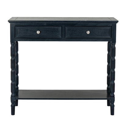 Luxury Contour 2 Drawer Black Wood Console Table