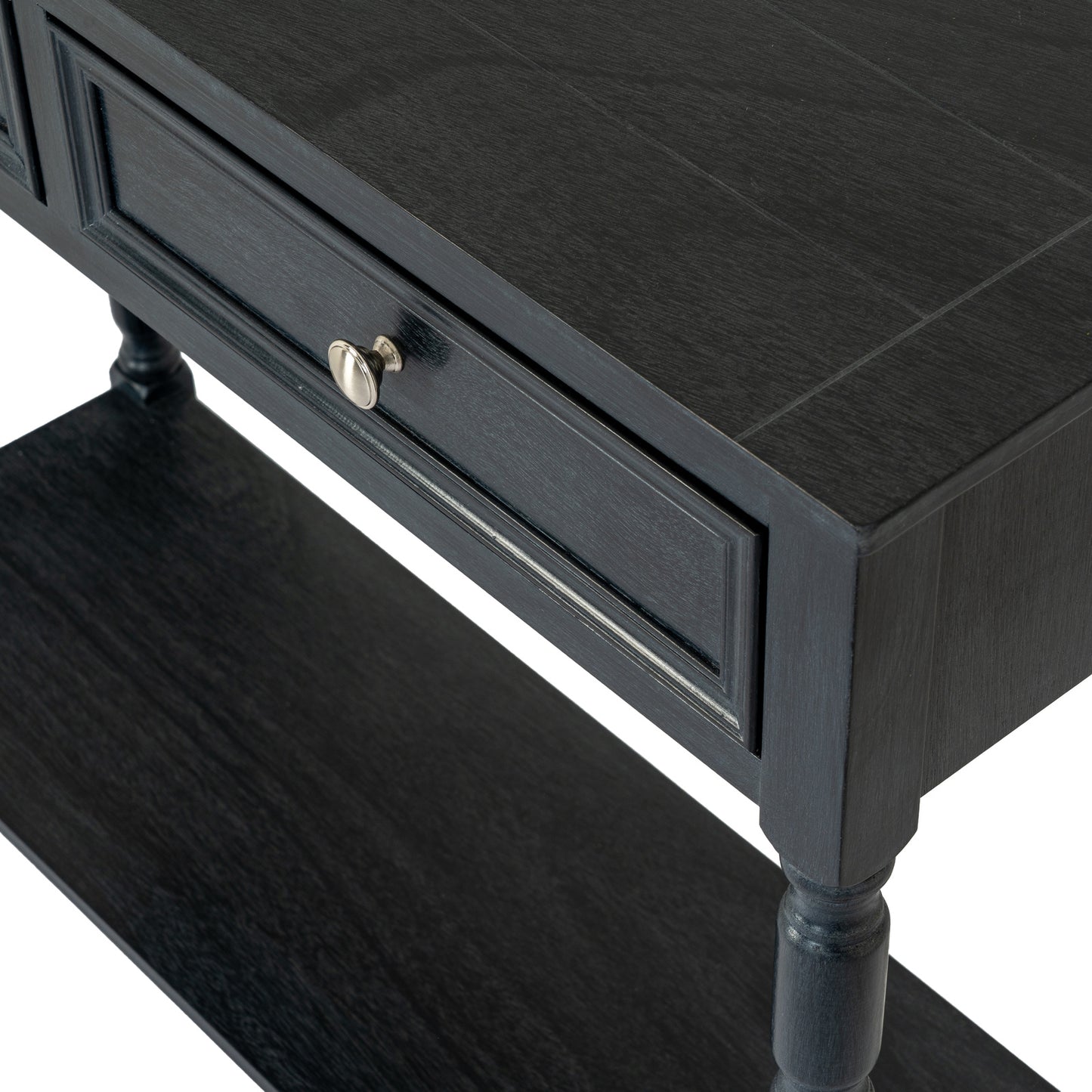 Luxury Contour 2 Drawer Black Wood Console Table