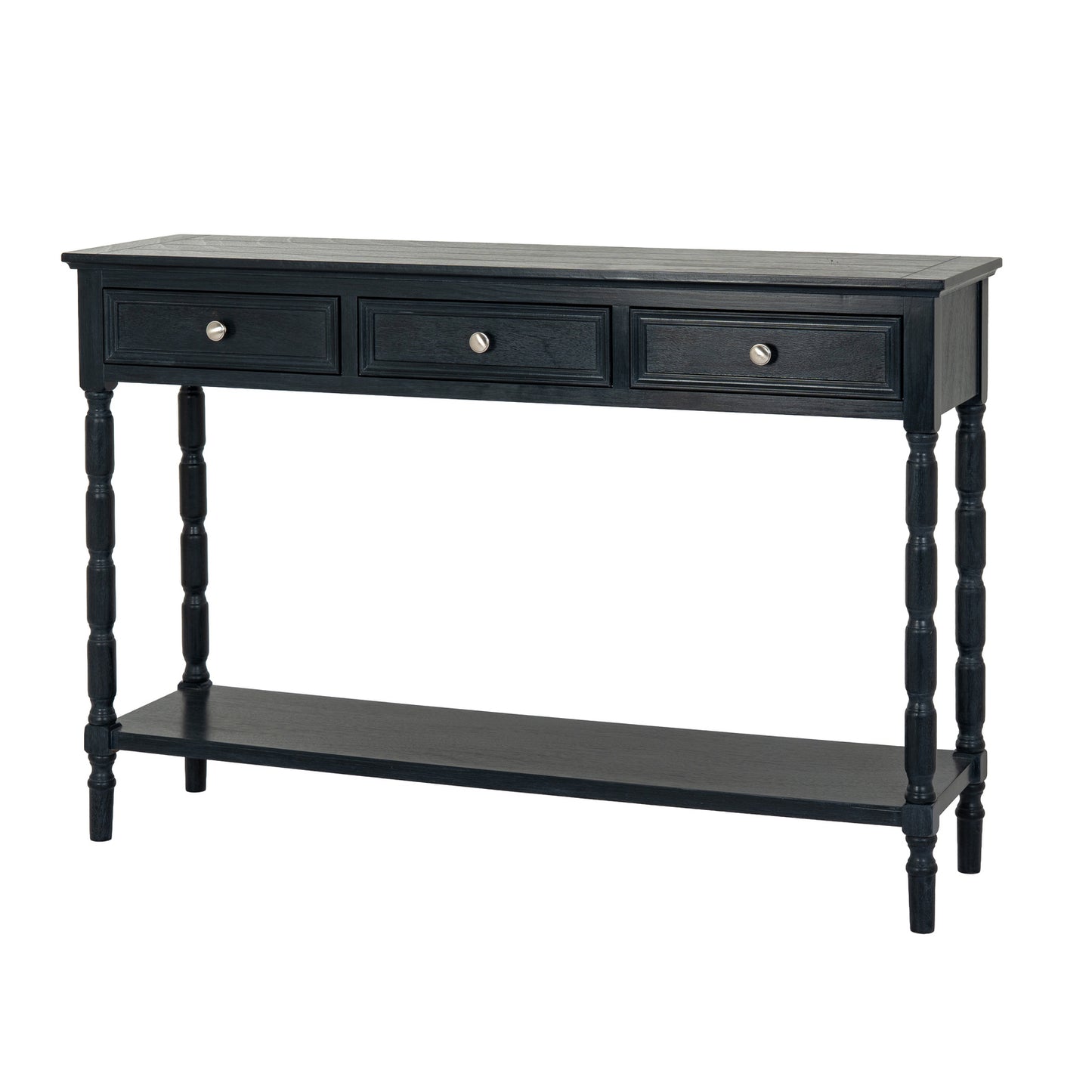 Luxury Contour 3 Drawer Black Wood Console Table
