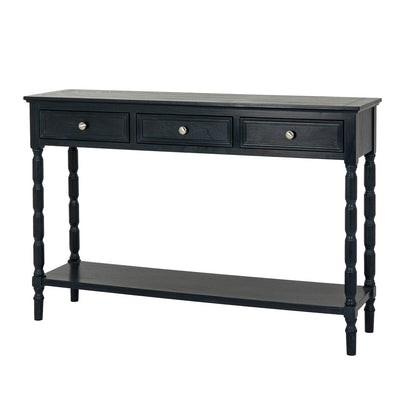 Luxury Contour 3 Drawer Black Wood Console Table