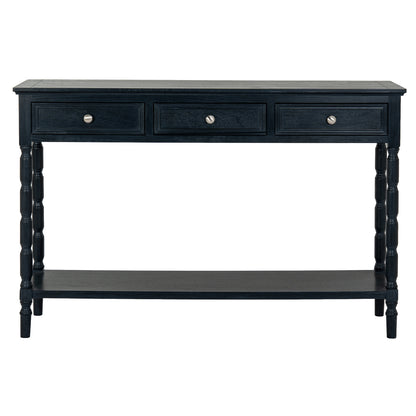 Luxury Contour 3 Drawer Black Wood Console Table