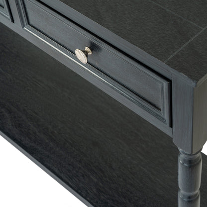 Luxury Contour 3 Drawer Black Wood Console Table