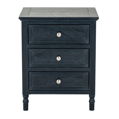 Luxury Contour 3 Drawer Black Wood Side Lamp Table