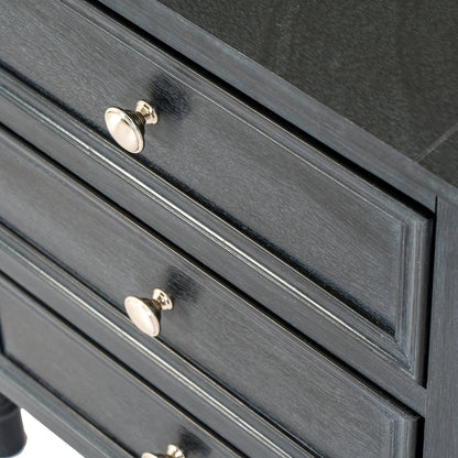 Luxury Contour 3 Drawer Black Wood Side Lamp Table