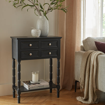 Luxury Contour 4 Drawer Black Wood Sideboards