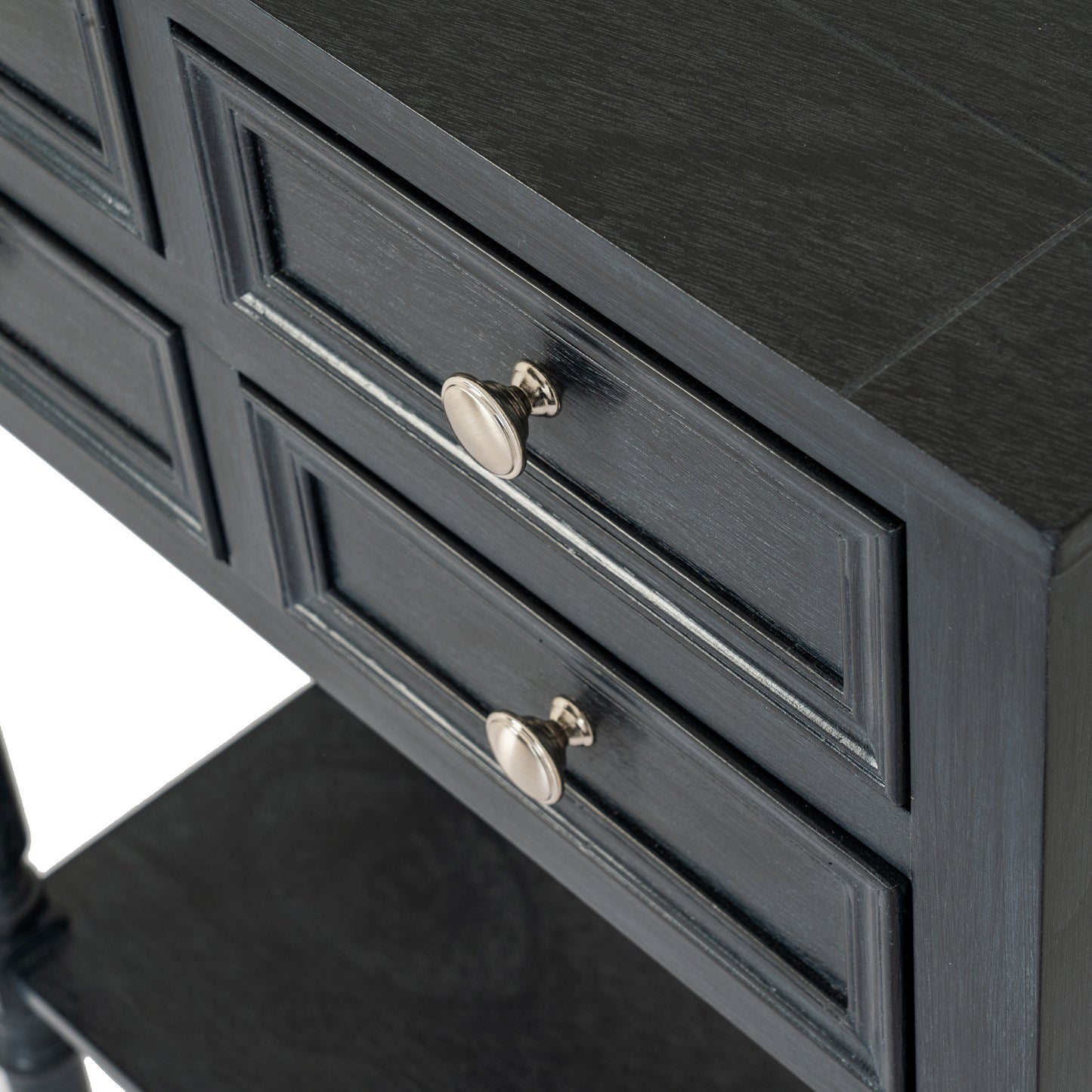 Luxury Contour 4 Drawer Black Wood Sideboards