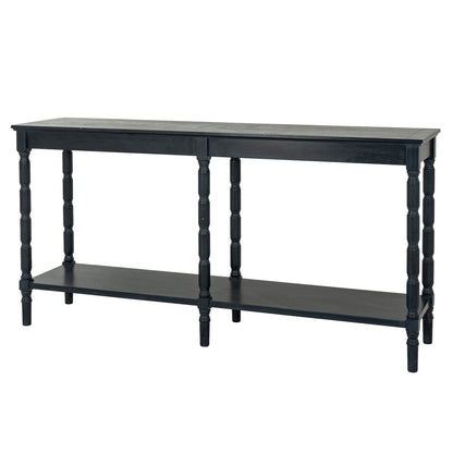 Luxury Contour Black Wood Large Console Table