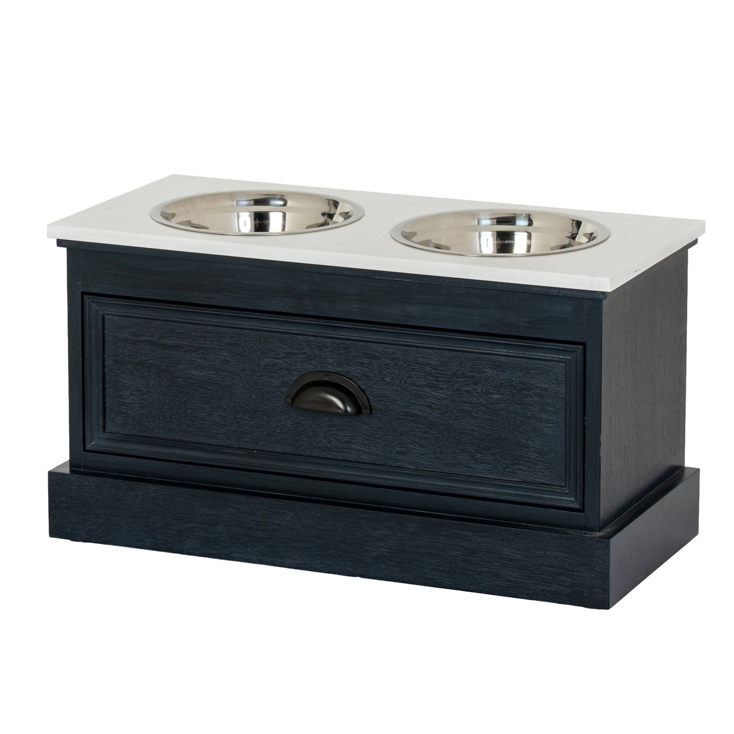 Luxury Contour Black Wood Pet Feeder Table