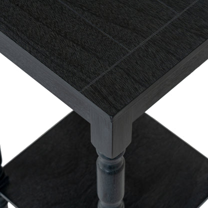 Luxury Contour Black Wood Side Lamp Table