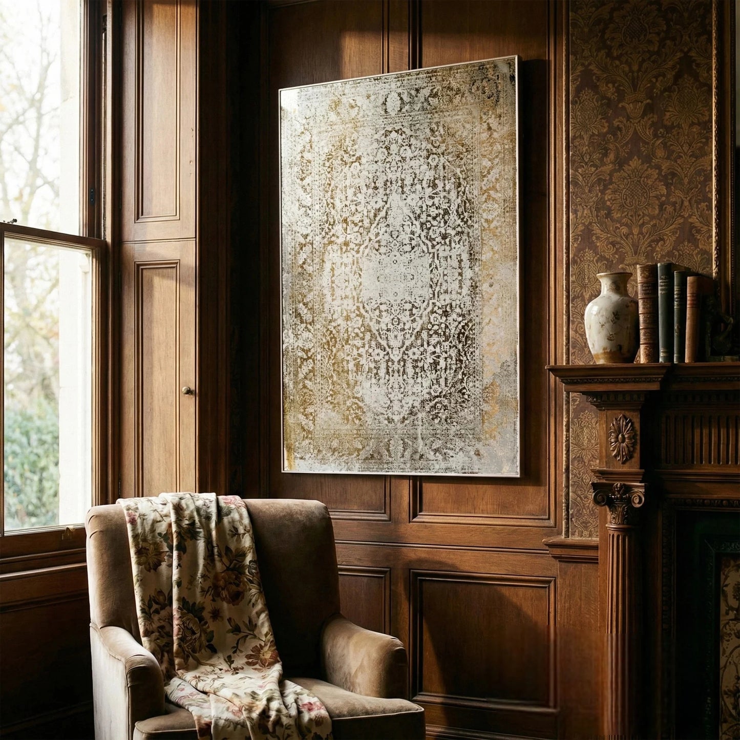 Luxury Eora 92cm x 62cm Antique Etched And Foxed Art Wall Mirror