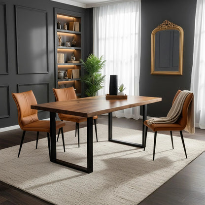 Luxury Folke Leather Dining Chair With Faux Leather And Scandinavian Legs