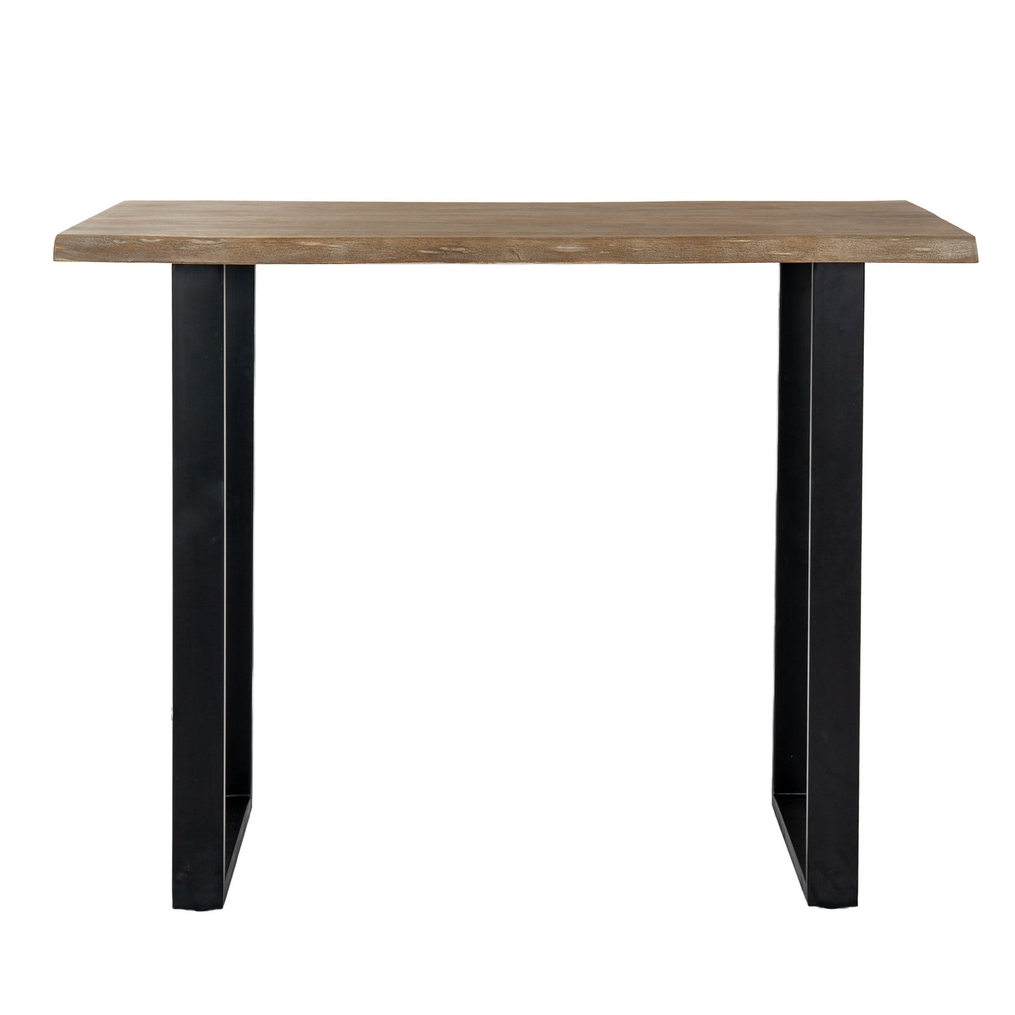 Luxury Live Edge Acacia Bar Table In Black Metal Base