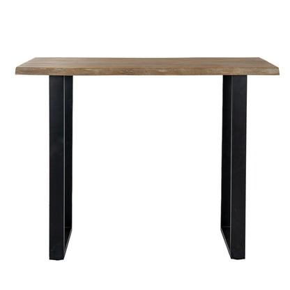 Luxury Live Edge Acacia Bar Table In Black Metal Base