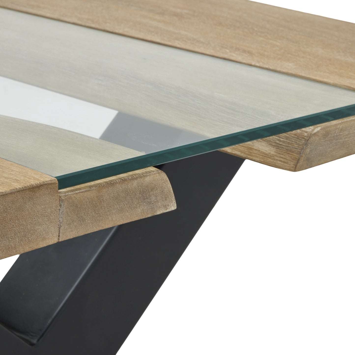 Luxury Live Edge Acacia River Coffee Table In Black Metal Base