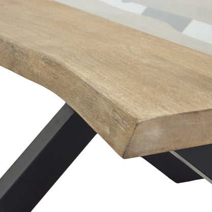 Luxury Live Edge Acacia River Coffee Table In Black Metal Base