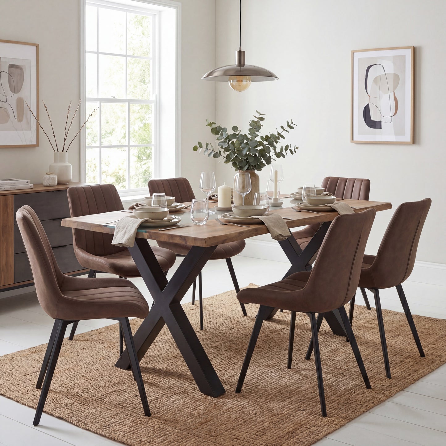 Luxury Live Edge Light Acacia Metal River Dining Table In Brown Table Top